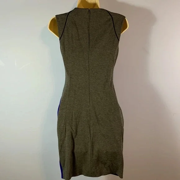Diane von furstenberg size 0 hallie blue gray color block body con sheath dress - Picture 5 of 10